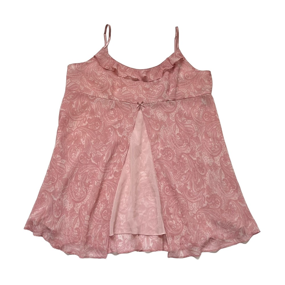 Valerie Stevens Y2K Babydoll/ Teddy Sz XL Pink Paisley Lingerie Nightie